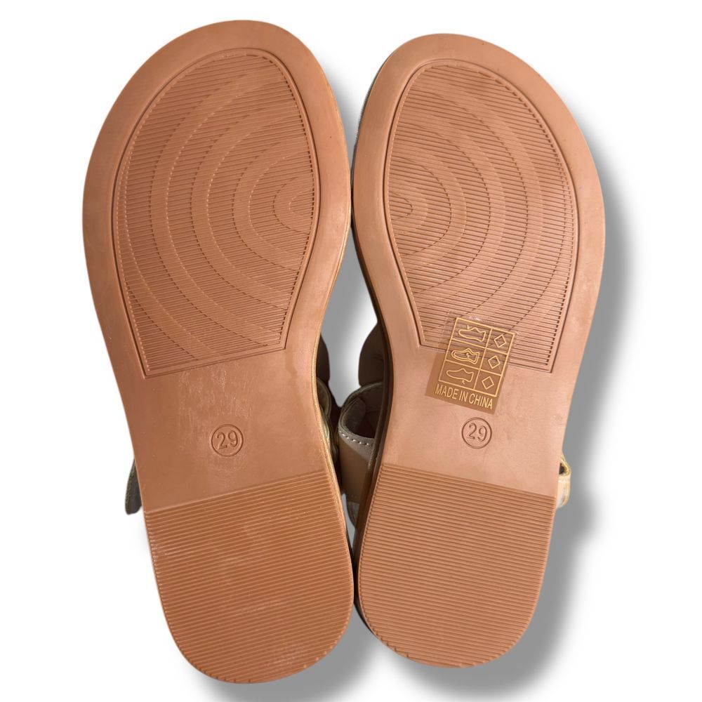 Bow Sandal Beige Flower Cutout Toddler Girl Shoes Summer Casual Sz 11.5 - Picture 9 of 13